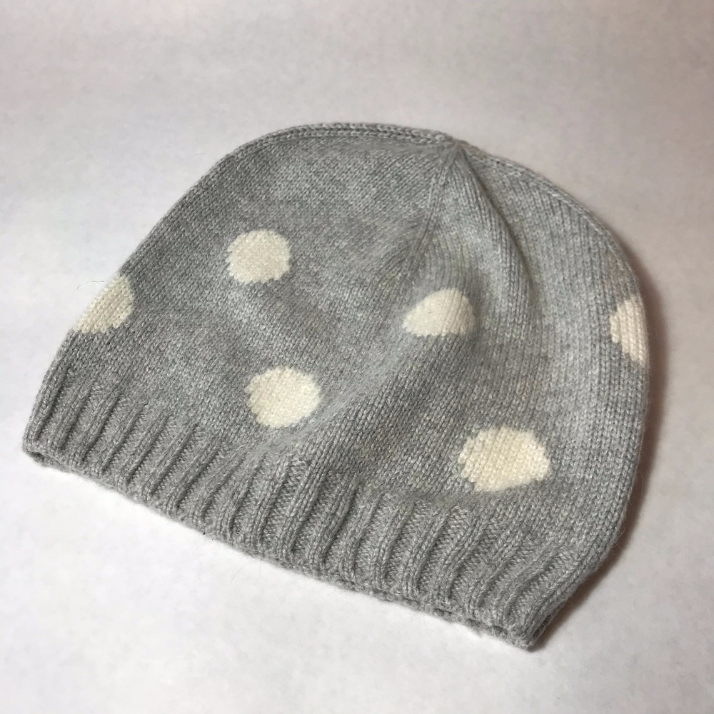 J. Crew Grey & White Polka Dot Beanie